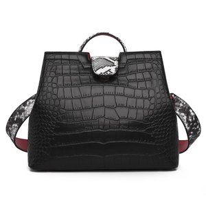 Crocodile Embossed Shoulder Bag